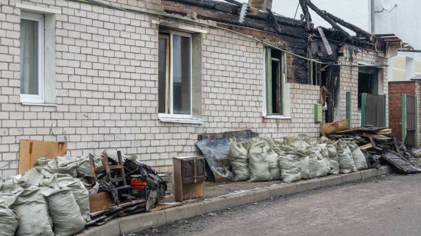 Professional Fire Damage Restoration technician working in Columbus, WI